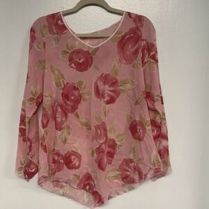 Y2K Asymmetrical Sharkbite Hem Romantic Floral Chiffon Boho Ethereal Small Top